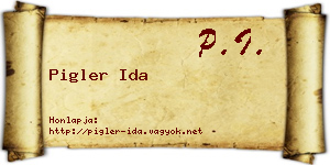 Pigler Ida névjegykártya